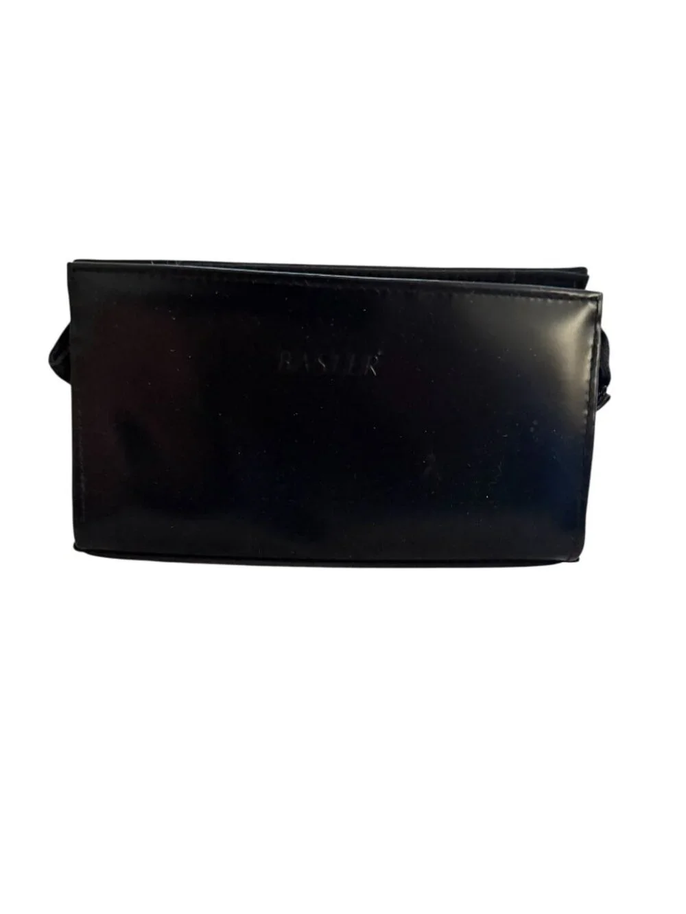 BASLER Black Leather Makeup Toiletry Bag NEW NWOT
